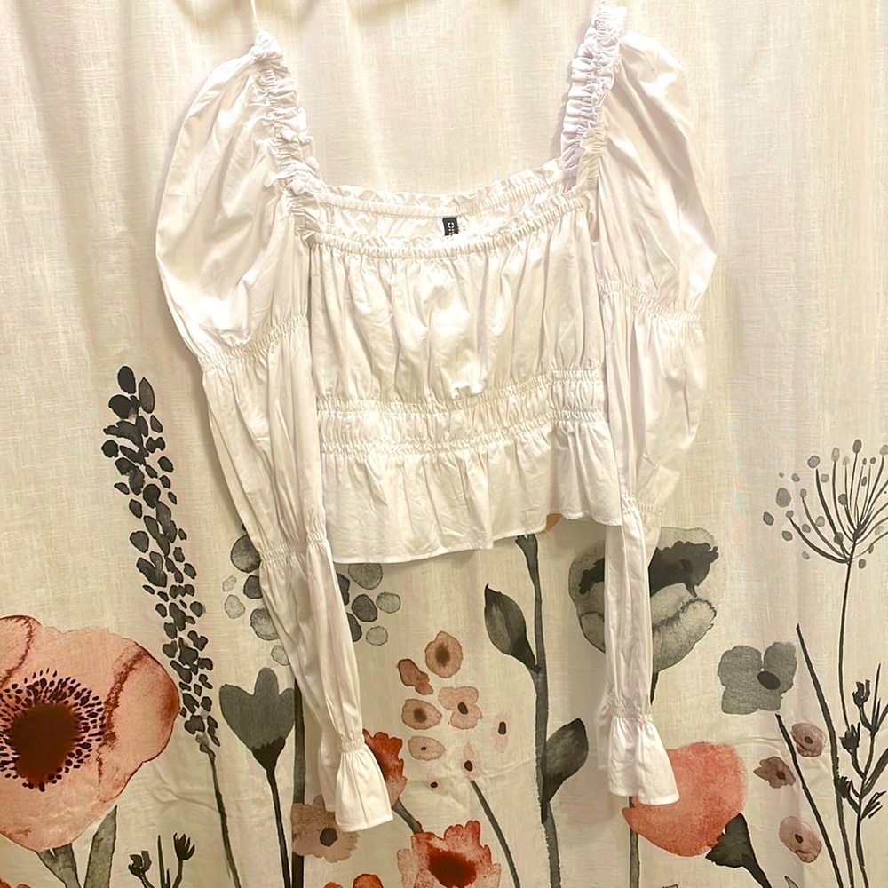 NWOT H&M white peasant blouse size XS